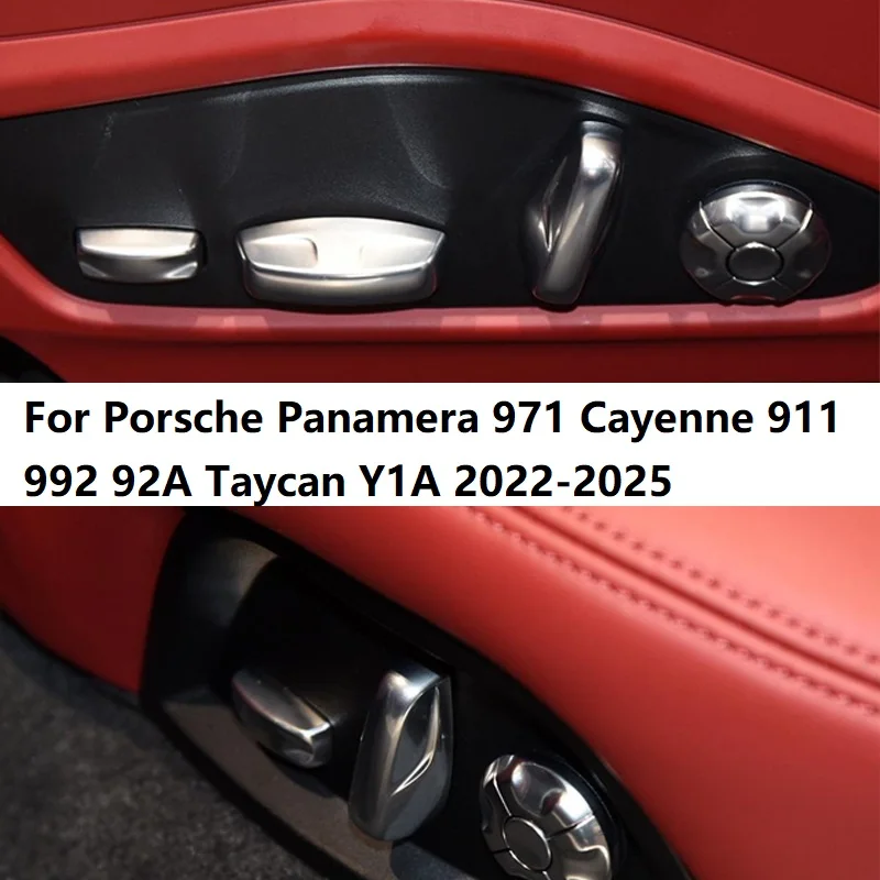 Car 14 18 Way Seat Adjustment Button Cover Sequin Trim Sticker For Porsche Panamera 971 Cayenne 911 992 92A Taycan Y1A 2022-2025