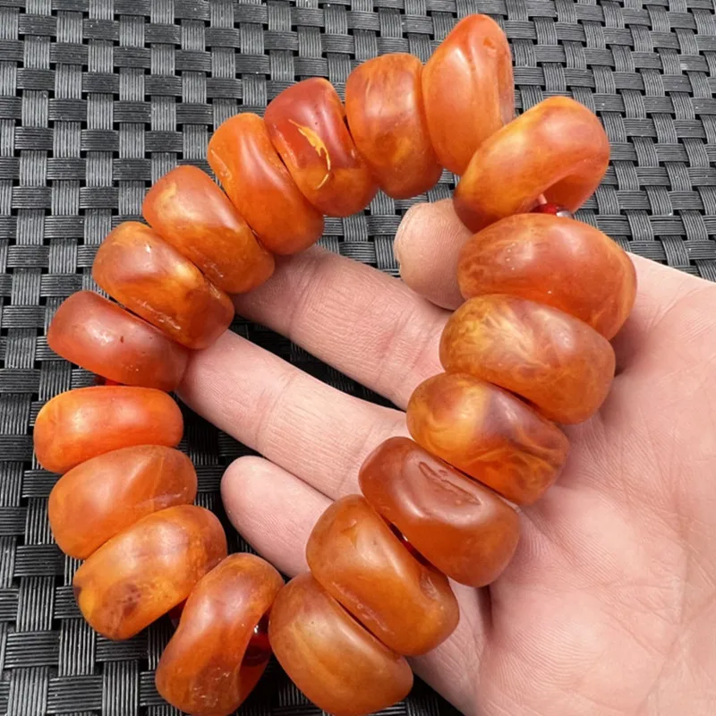 Fluorescent Floating Salt Water Beeswax Abacus Beads Bracelet Artificial Frosted Beeswax Bead Bracelet20mm Orange Bracelet