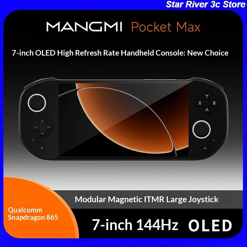 MANGMI Pocket Max Handheld Game Console 7 Inch 144Hz OLED Snapdragon 865 Hall Trigger Magnetic Modular 8000mAh Retro Gaming