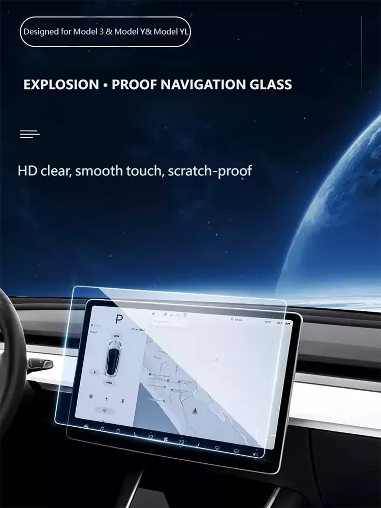 For Tesla Model YL/Y/3 2025 2026 Screen Tempered Glass Film Anti-Scratch Protective High Definition Control Touch