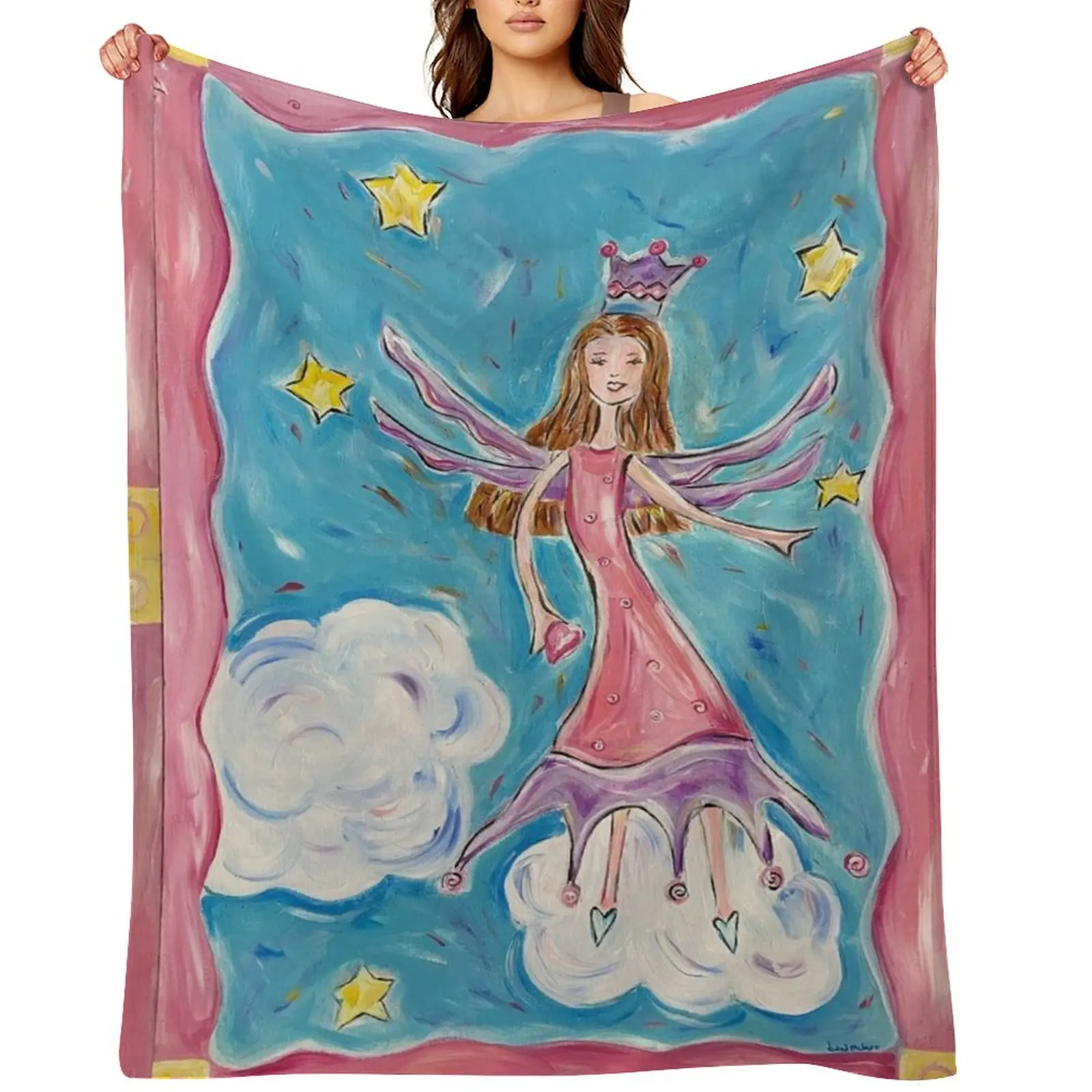 

Whimsical Angel Watching Over You Throw Blanket Stuffeds Sofas Decoratives Polar Blankets