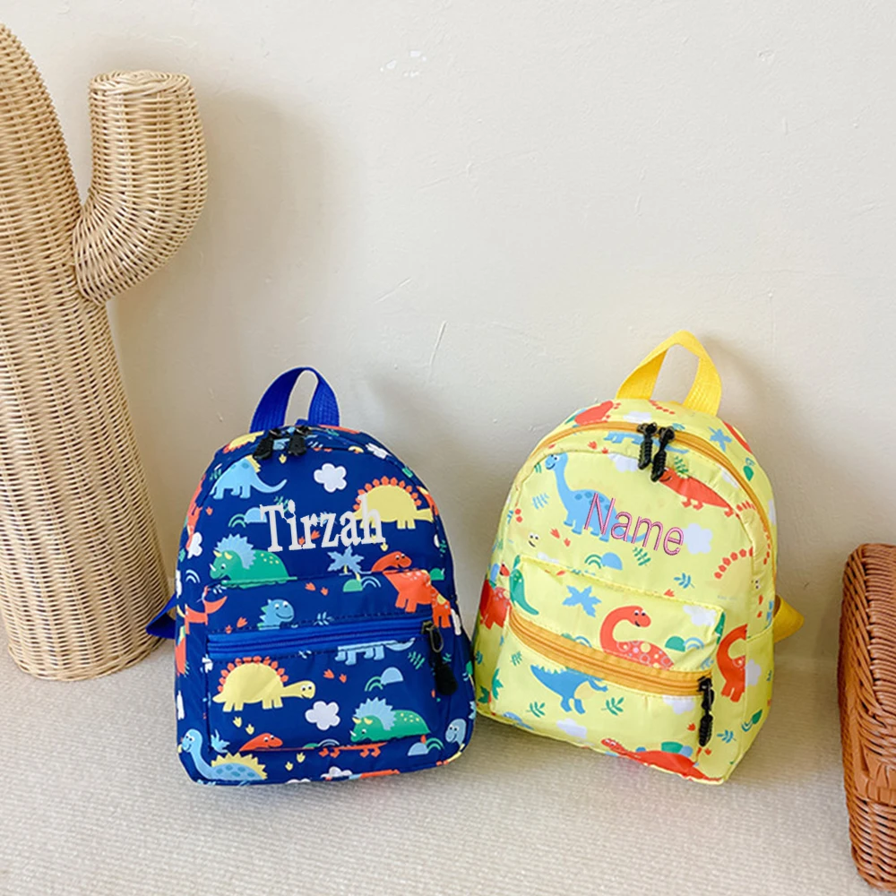 Personalized Name Cartoon Kids Backpack Little Dinosaur Kindergarten Bag with Embroidered Name Small Light Kids Schoolbags