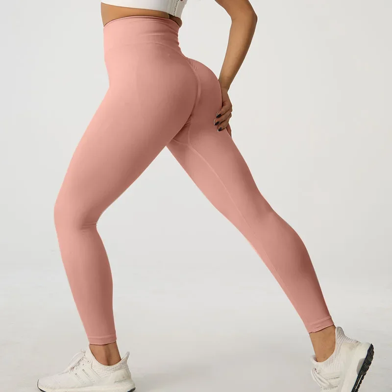

VEQKING Seamless Women Yoga Pants High elstid Waist Sports Leggings Back V Line Gym Tights Scrunch Butt Workout Running Pants