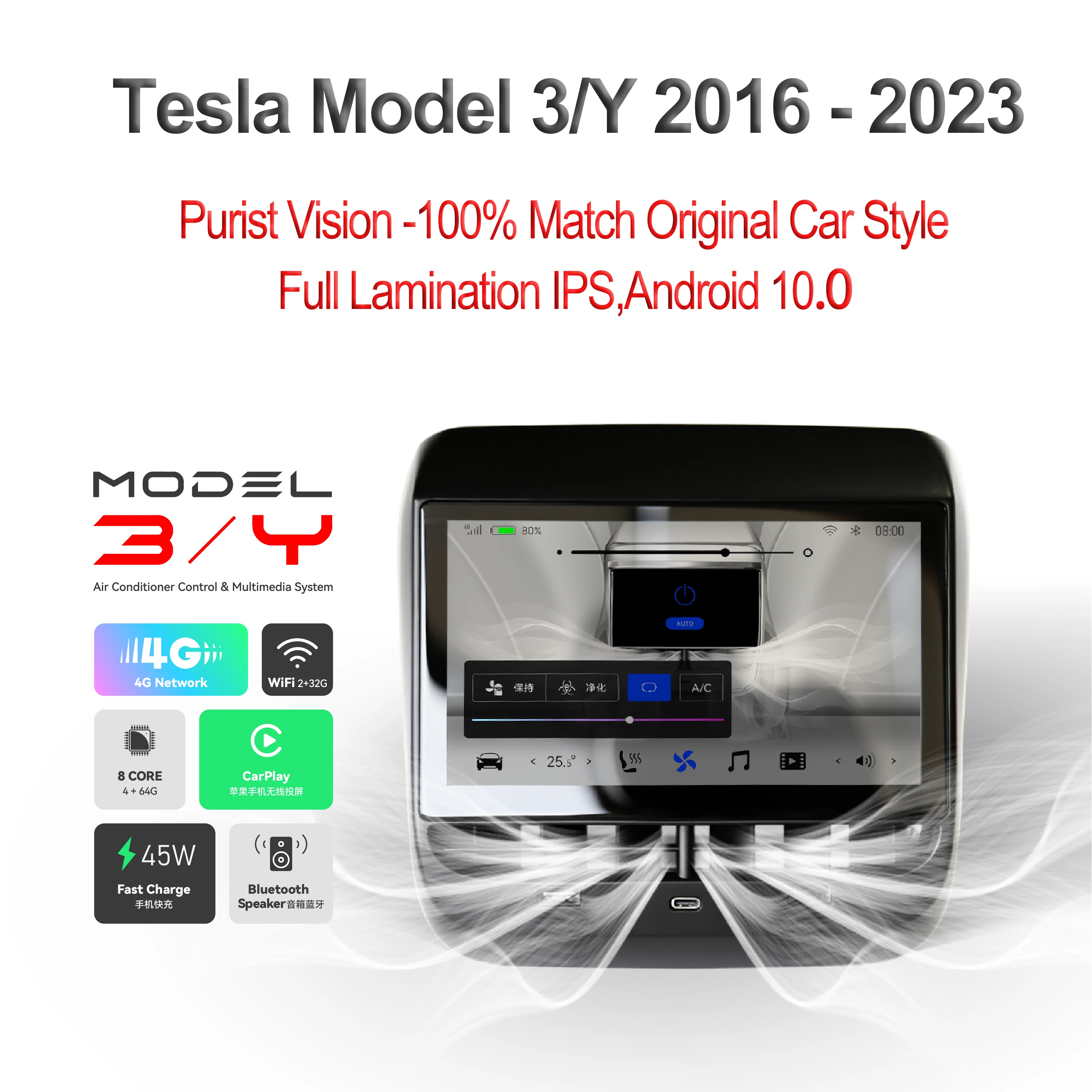 Touch Android For Tesla Model 3 Y 2016 2017 2018 2019 2020 2021 2022 2023 Multimedia GPS Car Navigation Stereo Radio del Player 