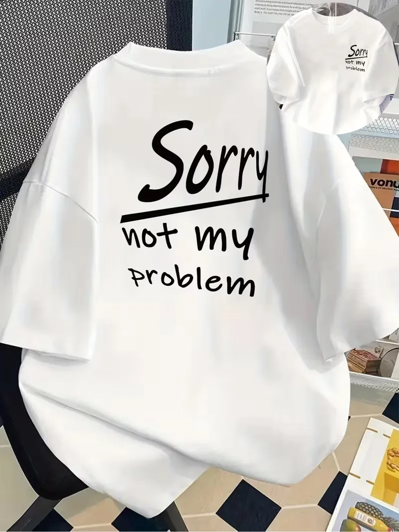 Danqi Yoyo Short-Sleeve T-Shirt - Sorry, It'S Not My Issue, Sorry - Mens T-Shirt Trendy Printed T-Shirt for Spring And Summer