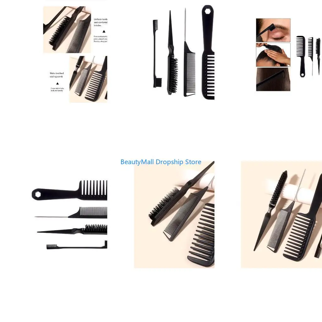 40JD Hair Brush with Hair Styling Comb Set Teasing Hair Brush Detangling Hair Brush
