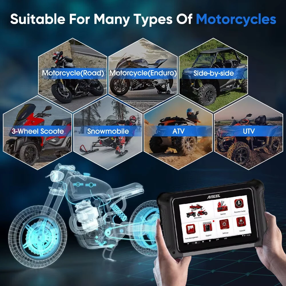 ANCEL MT700 دراجة نارية الماسح الضوئي جميع تشخيص النظام ECU الترميز TPMS النفط إعادة تعيين 31 + إعادة تعيين وظيفة السيارات VIN لسيارات BMW/ياماها/هوندا #3