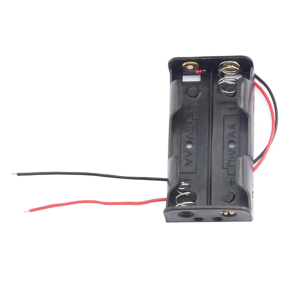 1 PCS Plastic Battery Case Storage Box Holder with Wire Leads for 2 X AA 3.0V 2AA