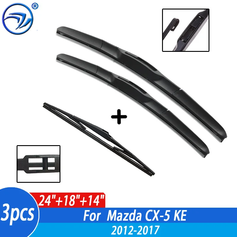 Wiper Front & Rear Wiper Blades Set Kit For Mazda CX-5 KE 2012 2013 2014 2015 2016 2017 Windshield Windscreen Window 24