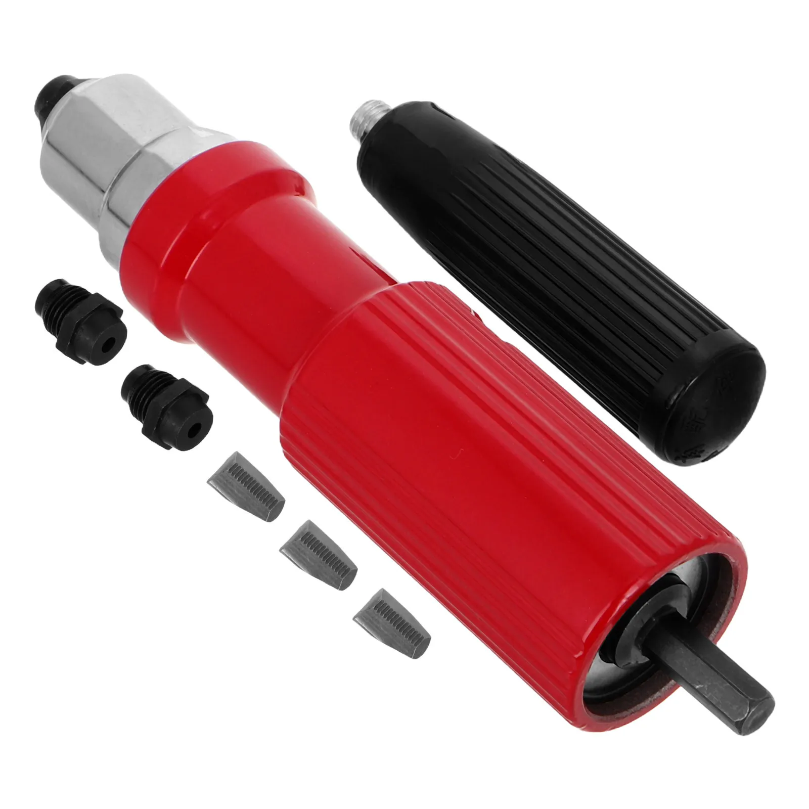 Adaptador de broca de rebitagem vermelha de alta resistência 360 graus de retenção de unhas elétrica porca de rebite ferramenta adaptador de fixação de broca para rebitagem