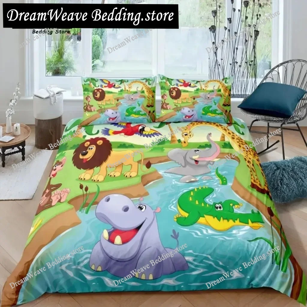

Home Living Luxury 3D Cartoon Animals Bedding Set Duvet Cover Pillowcase Kids Bedding Set Queen and King EUUSAUUK Size