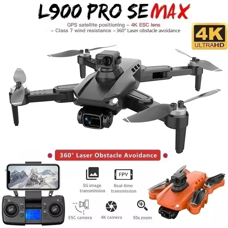 L900 Pro SE MAX GPS Drone, 4K Câmera Profissional Dual HD, 5G WiFi FPV, Evitar Obstáculos 360 °, Motor sem escova, RC Quadcopter