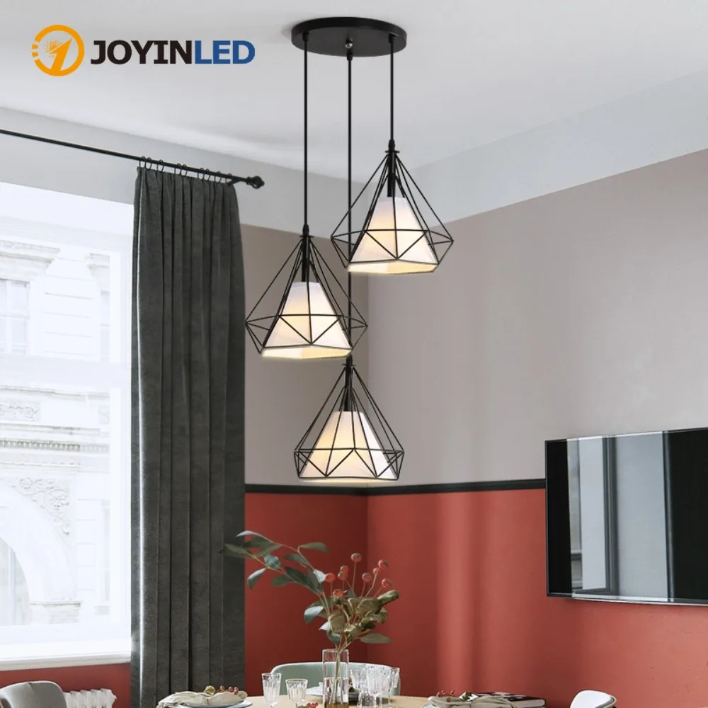 Vintage 3 Heads Long Bar Pendant Lighting E27 Chandelier Restaurant Dining Room Lighting Barber Shop Table Hanging Lamp E27