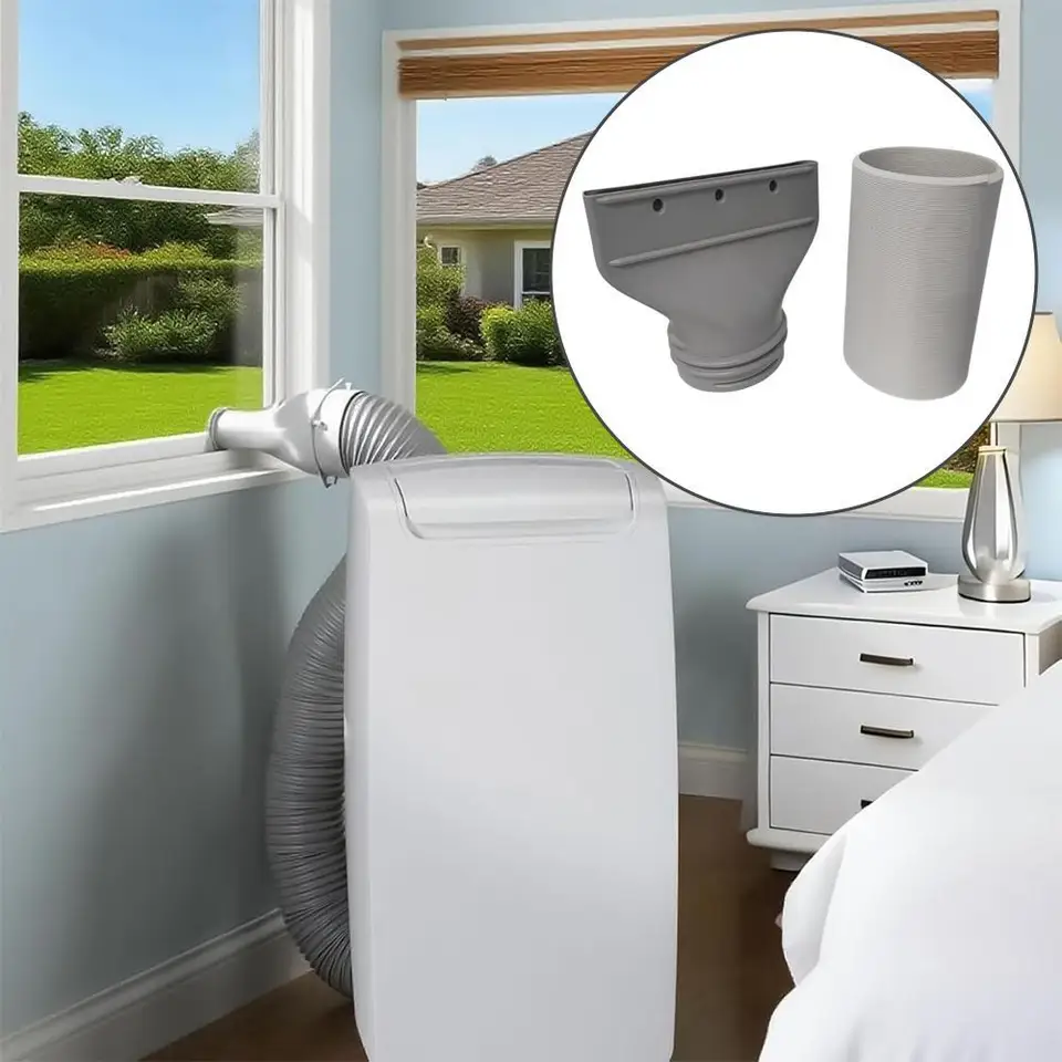 Conducto de escape de boca plana de 15 cm, manguera portátil para aire acondicionado de ventana, conector de interfaz, boquilla plana 2