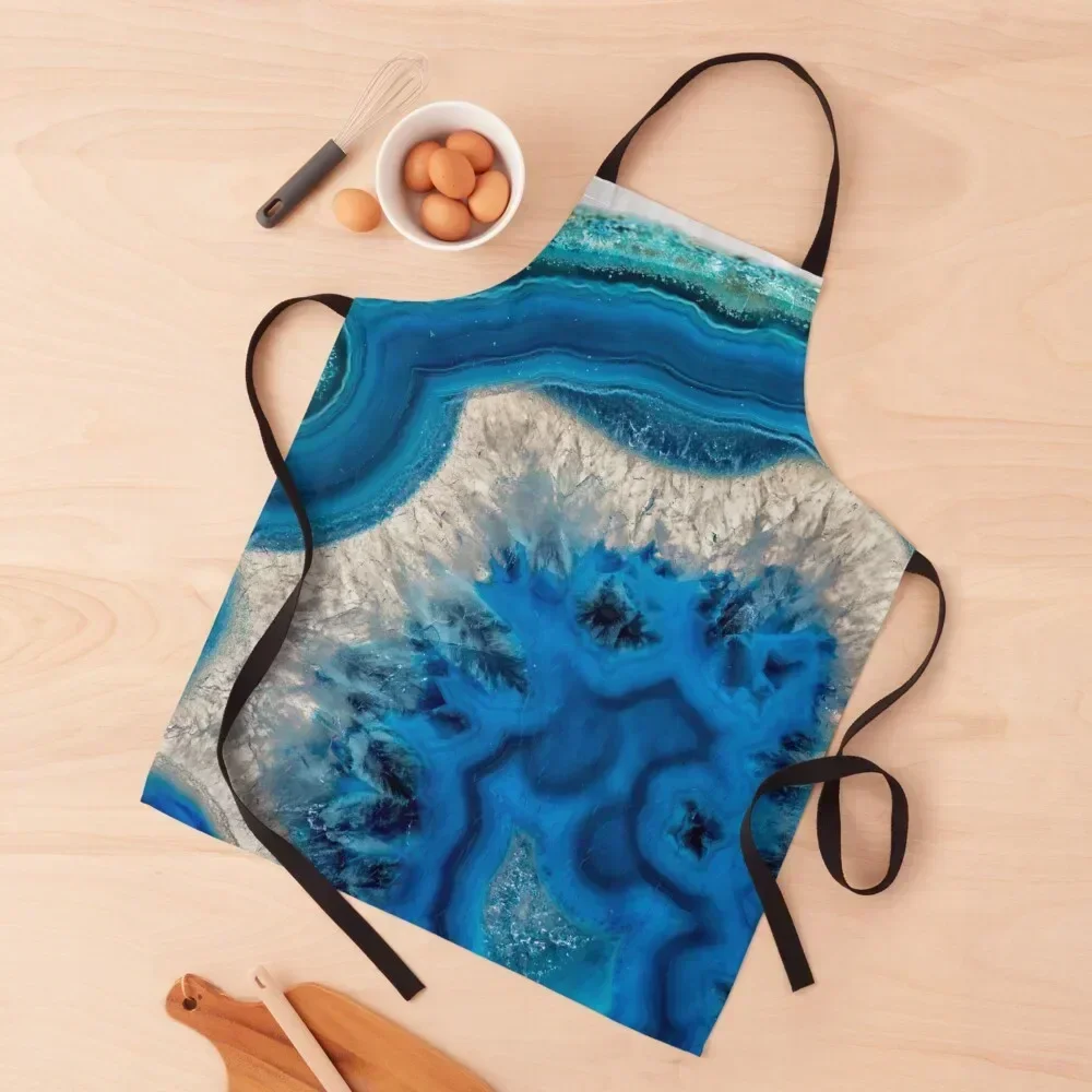 

blue green agate slice Apron Kitchen Chef Women Kitchen'S Kitchen Items For Home For Woman Apron