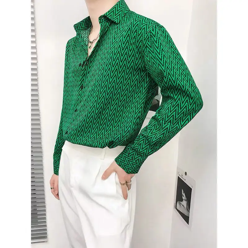 Spring Autumn Fashion Turn-down Collar Long Sleeve Ripple Blouse Men's Clothing Casual Korean Button Trend Simplicity Y2K Shirts