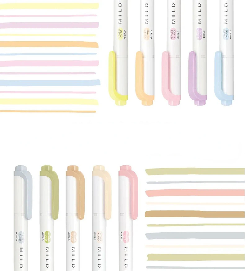 Creative Fresh and Soft Style 10 Colors Highlighter Bright Colors and Durable Highlighter with 4mm Thick Pen Tip marker pens