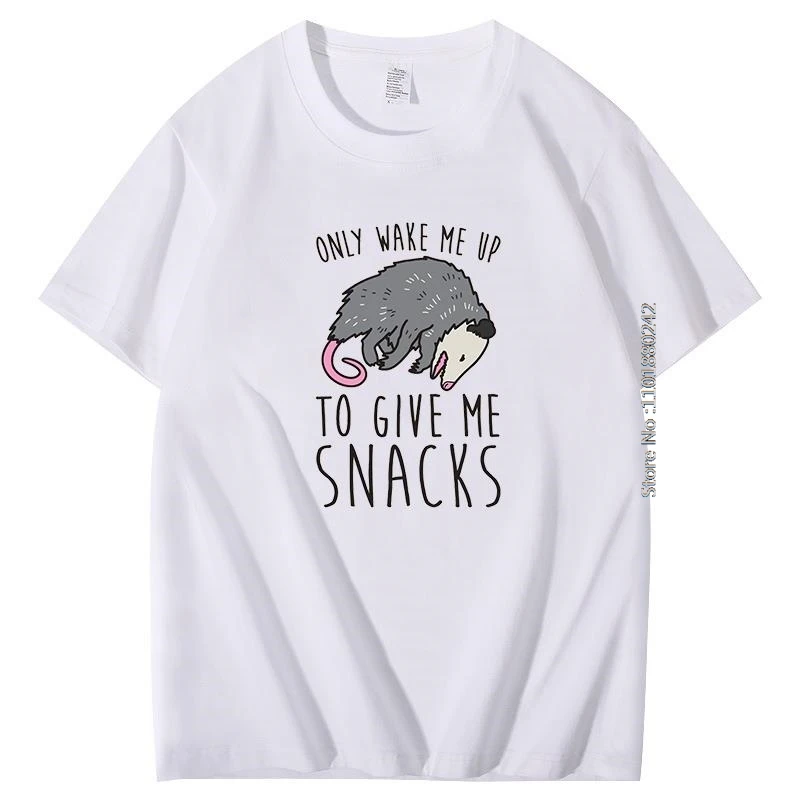 Only Wake Me Up To Give Me Snacks funny graphic t shirts Summer men's short sleeve t-shirt Oversized Cotton T-shirt Men clothing