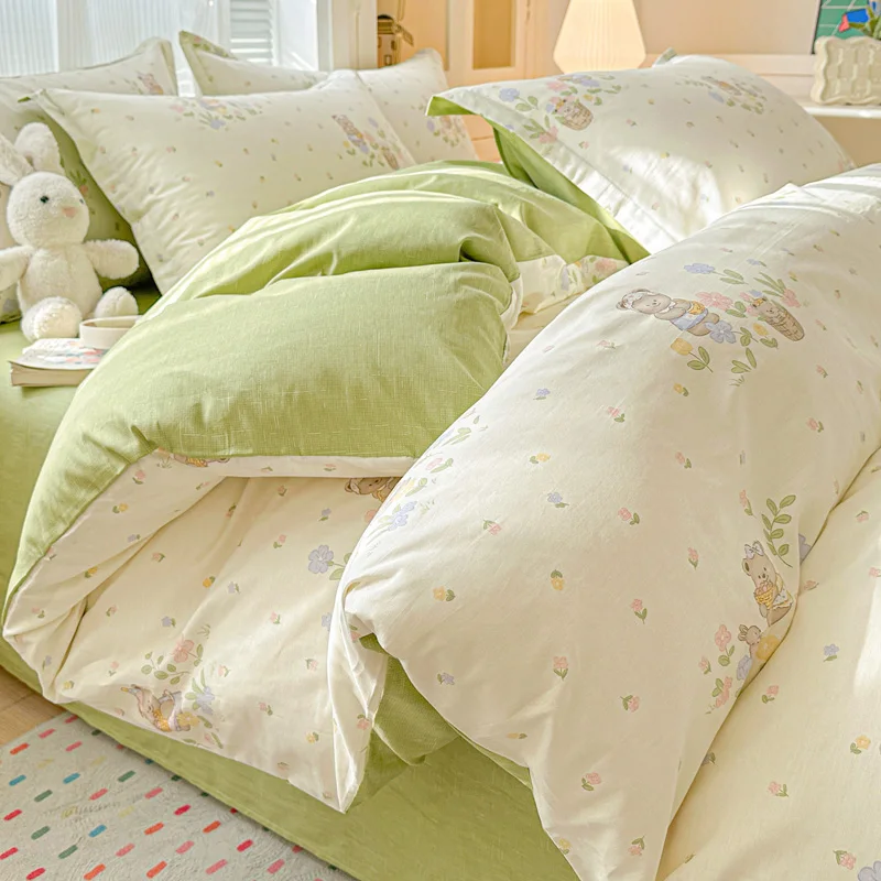 100% Cotton Duvet Cover Set Bedding Set, Hypoallergenic Skin-Friendly Fade & Wrinkle Resistant, Comfort Breathable All Season