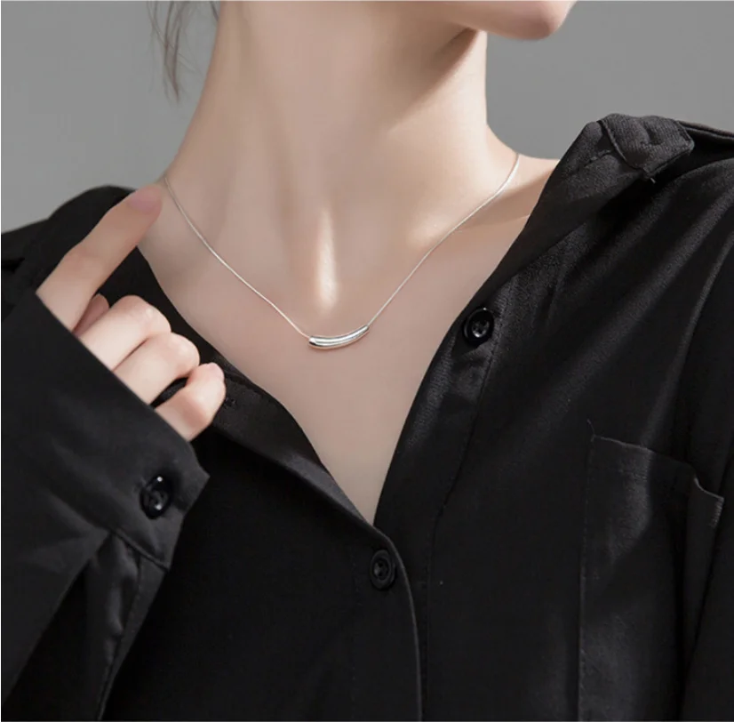 316L Stainless Steel Fashion Fine Jewelry Casual Minimalism Curve Charms Snake Bone Chain Choker Necklaces Pendants For Women