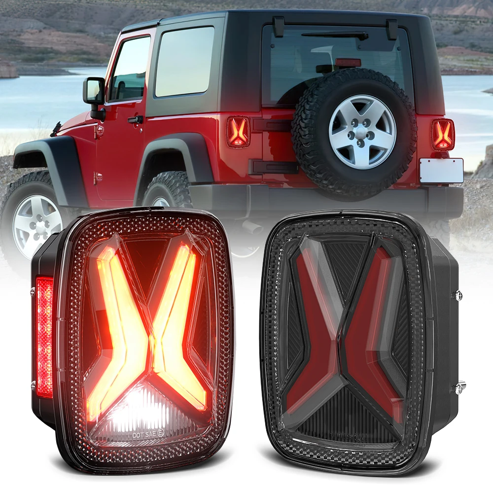 

1Pair Car Rear LED Tail Lights For Jeep Wrangler CJ TJ YJ 1998-2006 Reverse Lights "X"Shape Design Drl Modified Brake Tail lamp