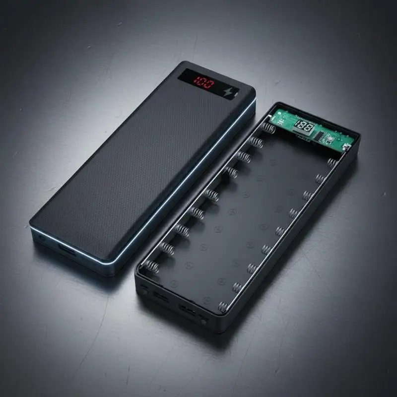 Digital Display DIY 18650 Battery Power Bank Case 8 Slot 5V 21A Fast Charging Box for Business Trip Outdoor Use