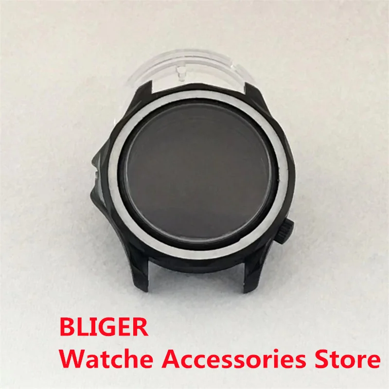 BLIGER 41Mm PVD Ion Đen Đồng Hồ Mặt Kính Sapphire 24 Viên Ngọc NH35 NH36 NH39 PT5000 ETA2836 Miyota 8215 DG3804 Phong Trào