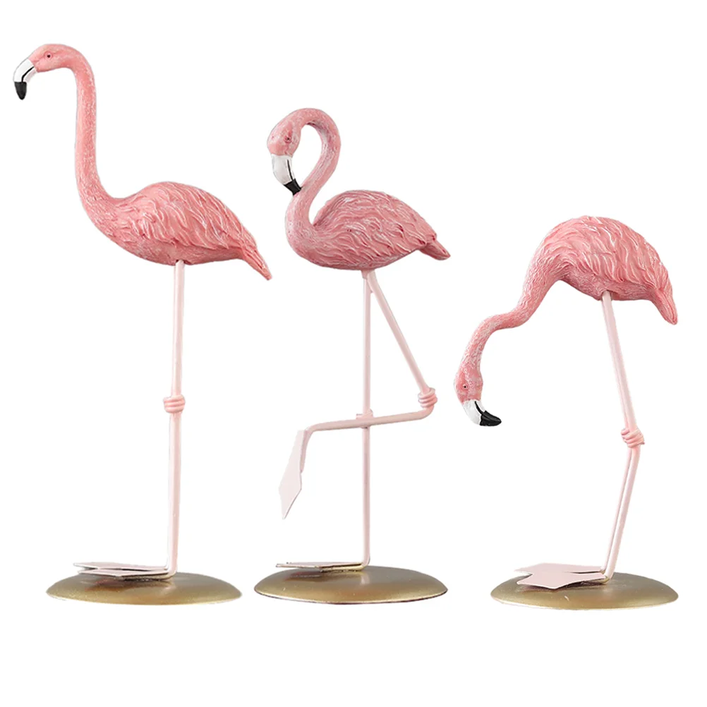 

3 Pcs Flamingo Sculpture Statue Indoor Ornament Boho Decor Figurine Decorations Party