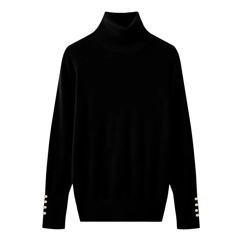 TRAF Basic Cropped Sweaters for Women 13 Colors Turtleneck Pullovers Long Sleeve Knitted Sweater Woman Autumn New Sweatshirts