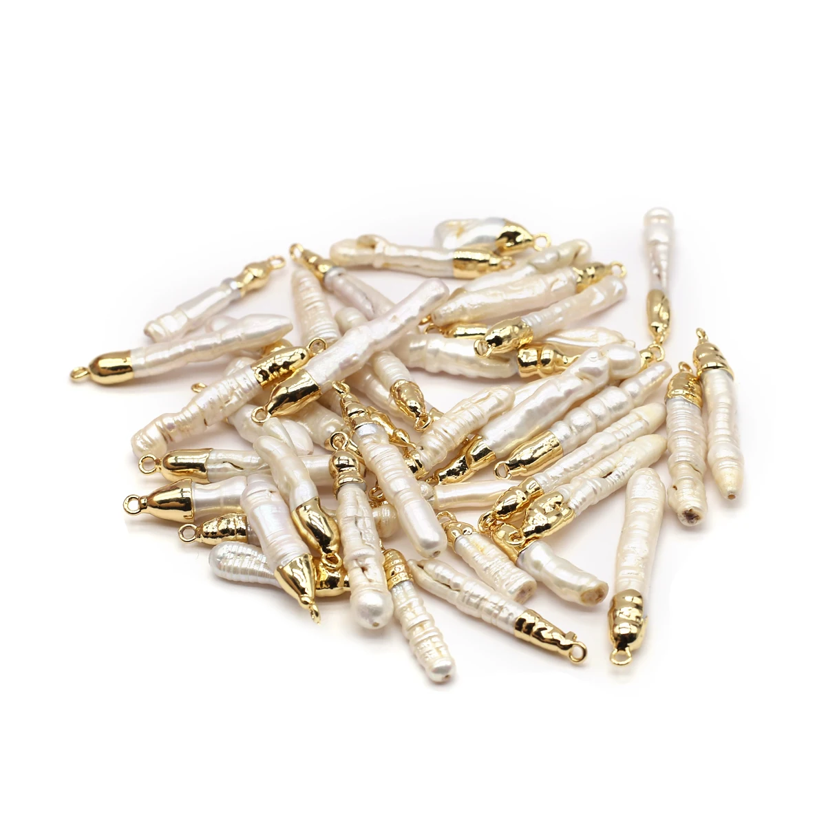 36x6mm Cylindrical Pearl Pendant Baroque Natural Freshwater Pearls Charms for Jewelry Making DIY Necklace Earrings Accessories view 2