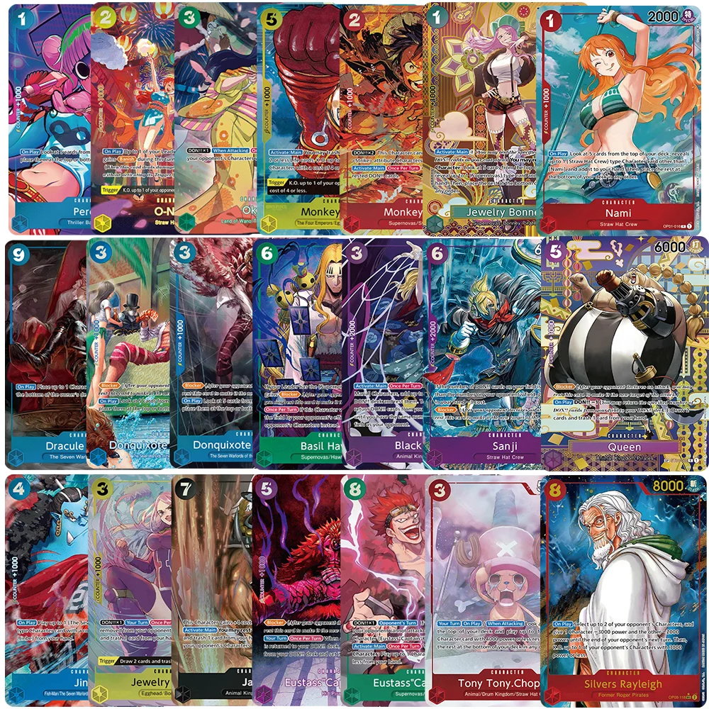 

One Piece Character Collection Cards Holographic English Version Black Maria Silver Beard Nami Luffy other Game Collection Card