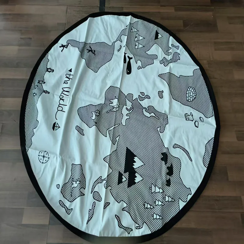 

World Map Play Mat 100%Cotton Canvas Kids Thin Floor Crawling Pad Picnic Anit-slip Outdoor Tapis Home Sofa Side Decor Carpet Rug