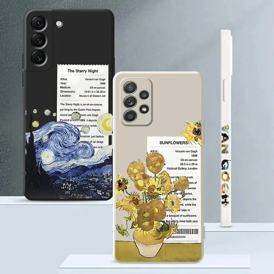 반 고흐 해바라기 휴대폰 케이스, 삼성 A10, A20s, A30s, A50, A02, A03s, A04s, A04e, A05s, A06, A31, A51, 4G, A71, A72, 4G, 5G, A73, 5G 용
