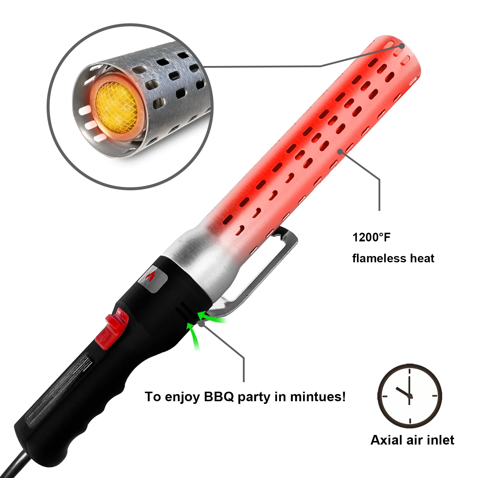 Electric Charcoal Starter Lighter Electro-Torch Fire Starter for BBQ Smoker Grill Starter Super Quick Lgnites Briquettes