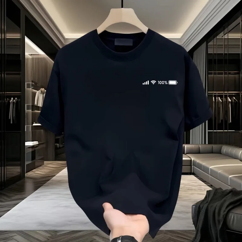Unisex Fashion 2026 Street Style Electric Print Round Neck T-shirt Casual Cotton Short Sleeve Personalized Top for Men And Women