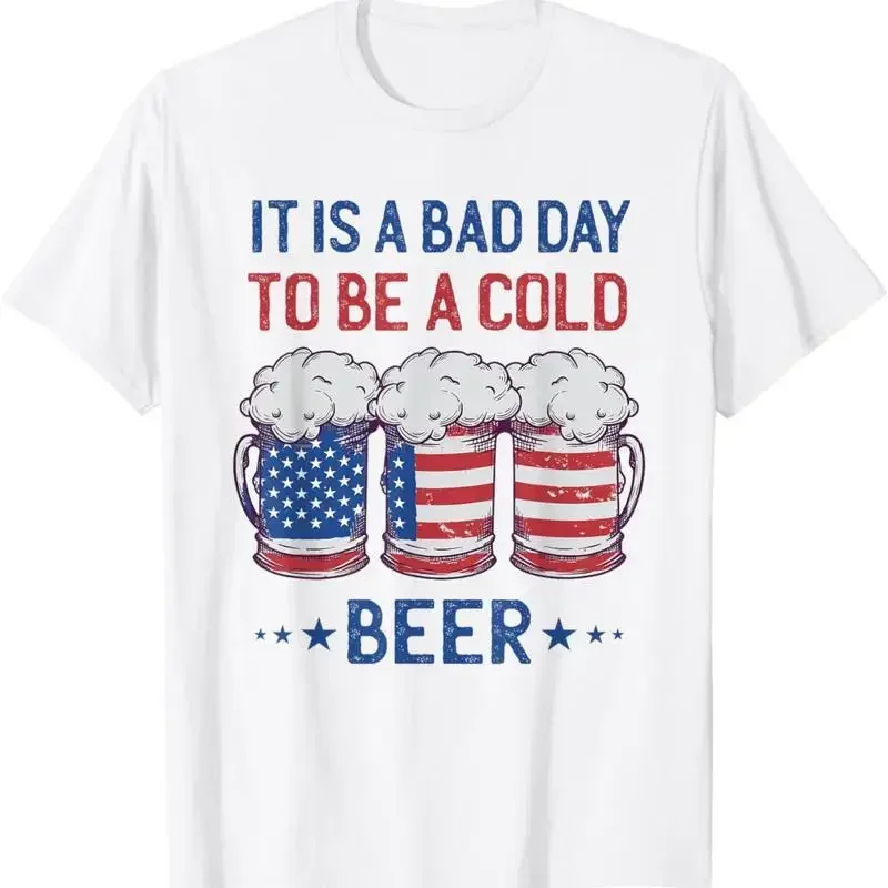 American Flag Beer Glass It's a Bad Day to Be Cold T Shirt
