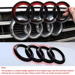 3D Car ABS Logo Four Ring Cover Car Front Grille Emblem Trunk Decoration Sticker For Audi A4 A3 A5 A6 A7 A8 Q2 Q3 Q5 Q7 Q8 Badge