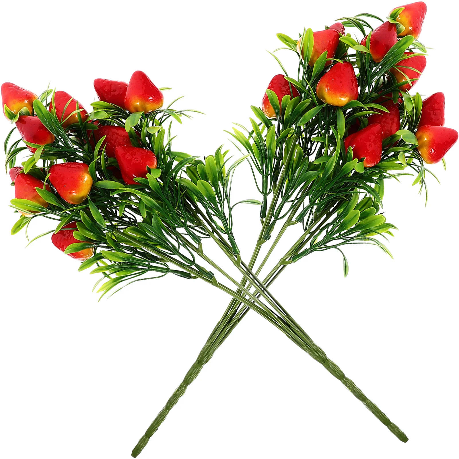 

2 Pcs Simulated Strawberry Flowers Vase Decorate Festival Home Fake Branches Pvc Artificial Desktop Decors for DIY Bride Red