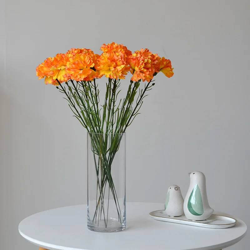 ฤดูใบไม้ร่วงดอกไม้ประดิษฐ์ดอกคาร์เนชั่นดอกไม้ปลอมดอกไม้ผ้าไหมดอกไม้สาขาห้องนั่งเล่นงานแต่งงานวันแม่ Decor