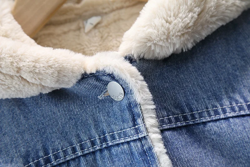 Baby Mädchen Jeans-Fleece-Kapuzenjacke 2026 Herbst Winter Kinder Niedliche Hasen-Applikation Dicker Warmer Mantel Kinderbekleidung Oberbekleidung – Detail 19