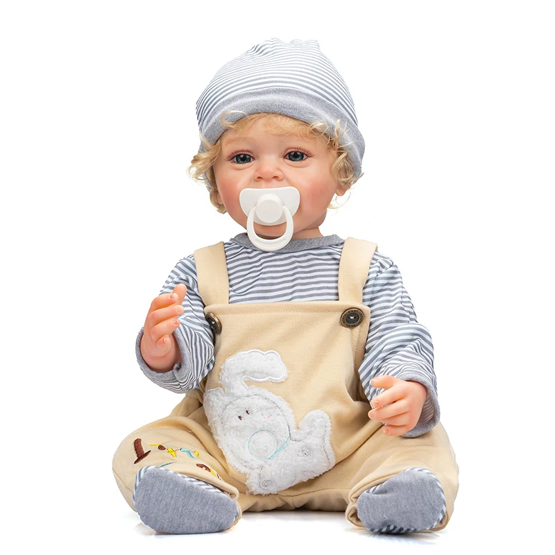 

55CM Full Body Soft Silicone Vinyl Real Touch Toddler Boy Baby Doll Yannik Ideal Gifts For Children Bath Toy