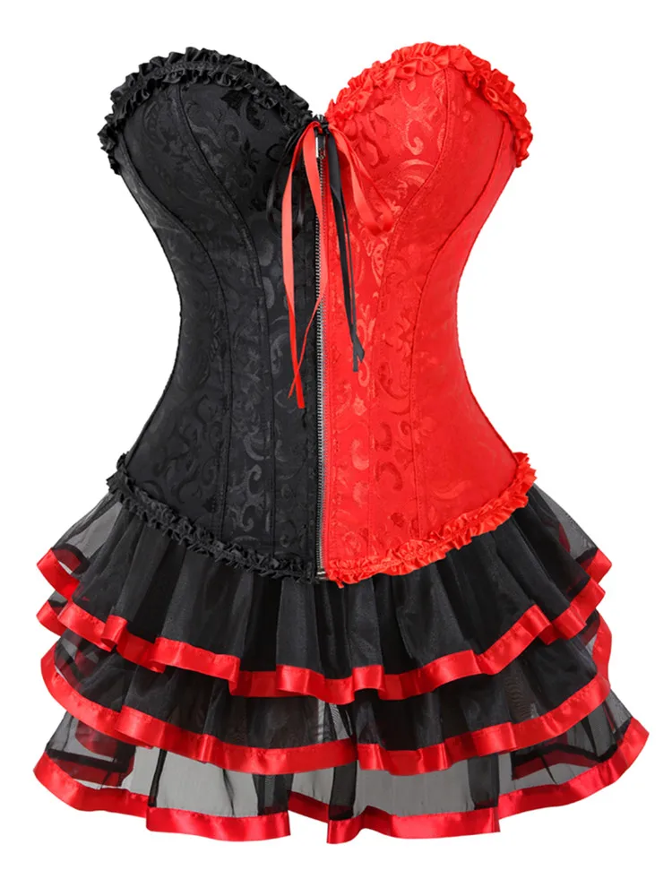 Röcke für Damen, Mesh-Tutu, Feen-Tüll-Minirock, Party-Streifenrock, Plissierter Puffrock, Sexy Erwachsenen-Rock mit passendem Korsett, Vintage-Jupe-Falda – Detail 11