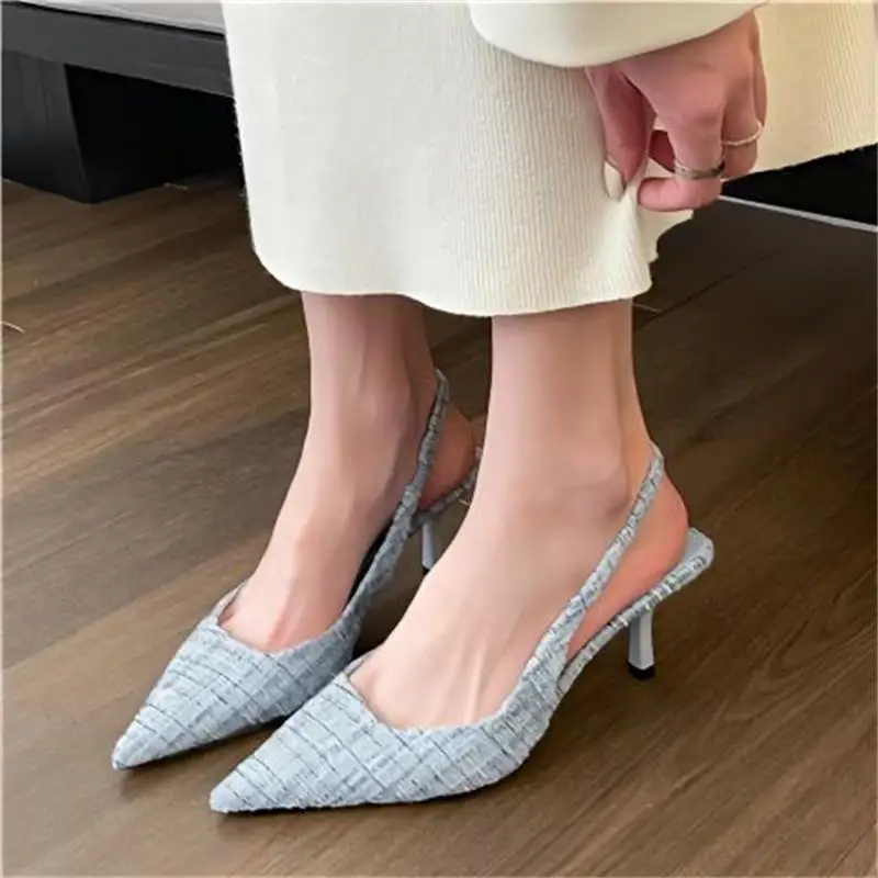 zapatillas de mujer tacon Pointed High Heel Sandals Women Back Hollow Half Headed Single Shoes Fashion Versatile Casual Shoes