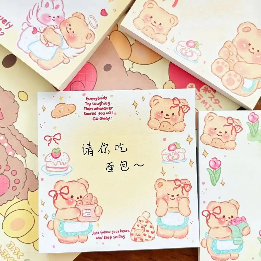 สติกเกอร์ตกแต่งรูปสัตว์ลายการ์ตูนรูปหมีน่ารักแบบเรียบง่ายมีกาวในตัวกระดาษอเนกประสงค์ของแท้สำหรับนักเรียน