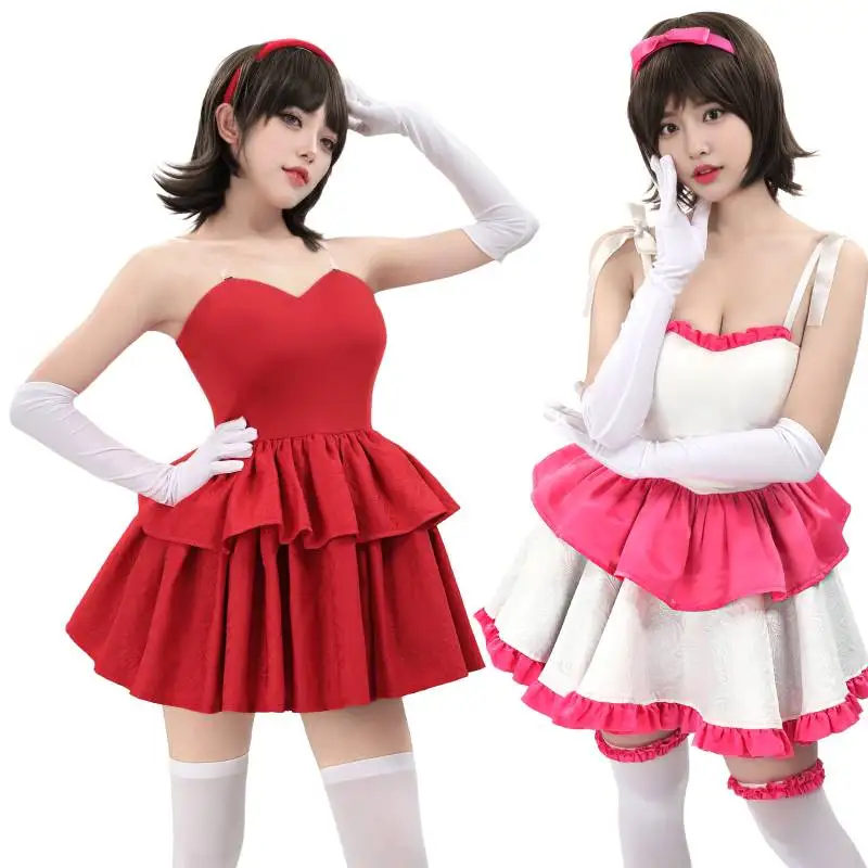 DAZCOS Anime perfecto disfraz azul Cosplay sombreros Mima Kirigoe idol mujer vestido rojo falda rosa película cómica japonesa Halloween