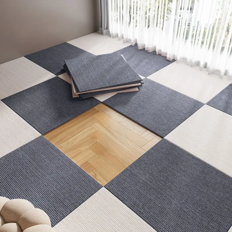 No Glue Interlocking Carpet Squares, Self-Stick Anti-Slip Floor Mat for Nursery Bedside, Washable Room Tiles 30x30cm