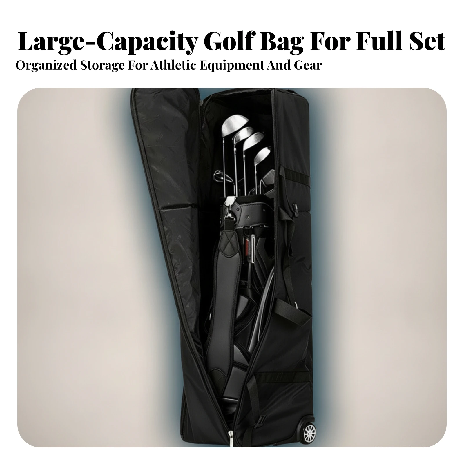 Foldable Golf Travel Case Reinforced Wheeled Golf Travel Bag Carrying Handles Securing Straps
