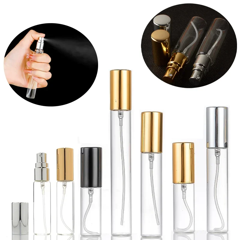 

50pcs 5-15ml Clear Perfume Bottles Atomizer Glass Spray Bottle Travel Portable Refillable Sample Vial for Essential Oil Cosmetic