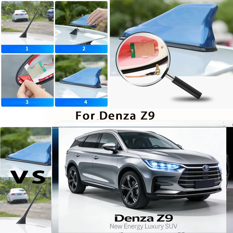 

For Denza Z9 Car Roof Top Mount Shark Fin Aerial Antenna Toppers Auto Radio AM FM Antenna Signal Amplifier Aerial