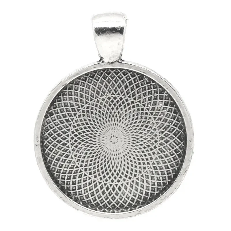 150Pcs Antique Silver Tone Charms Pendants Cameo Cabochon Frame Setting Round 36x28mm Fit 25mm